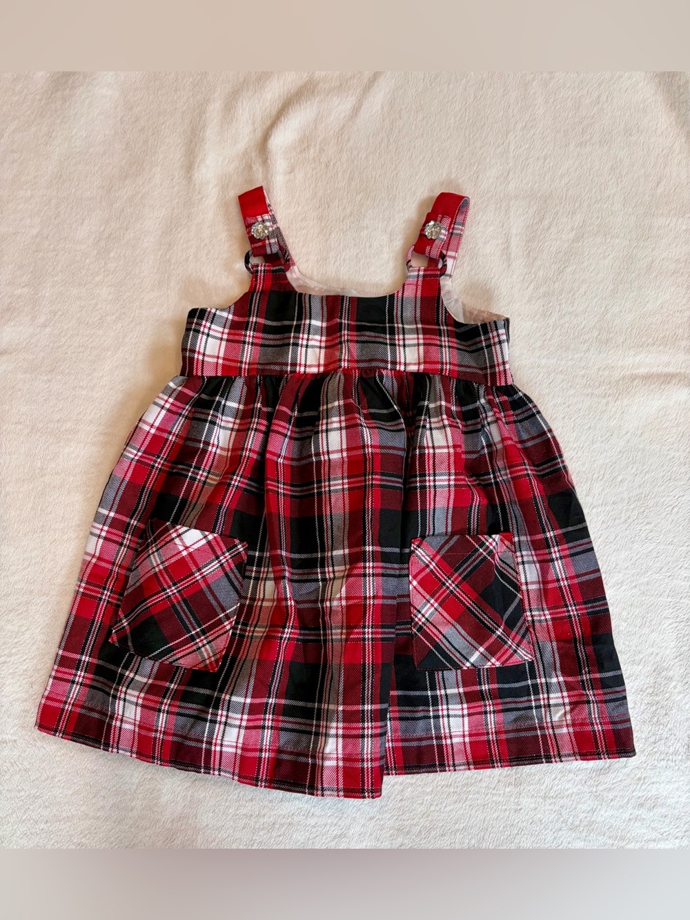 Iris & Ivy Toddler Girls Red and Black Plaid Sleeveless Dress